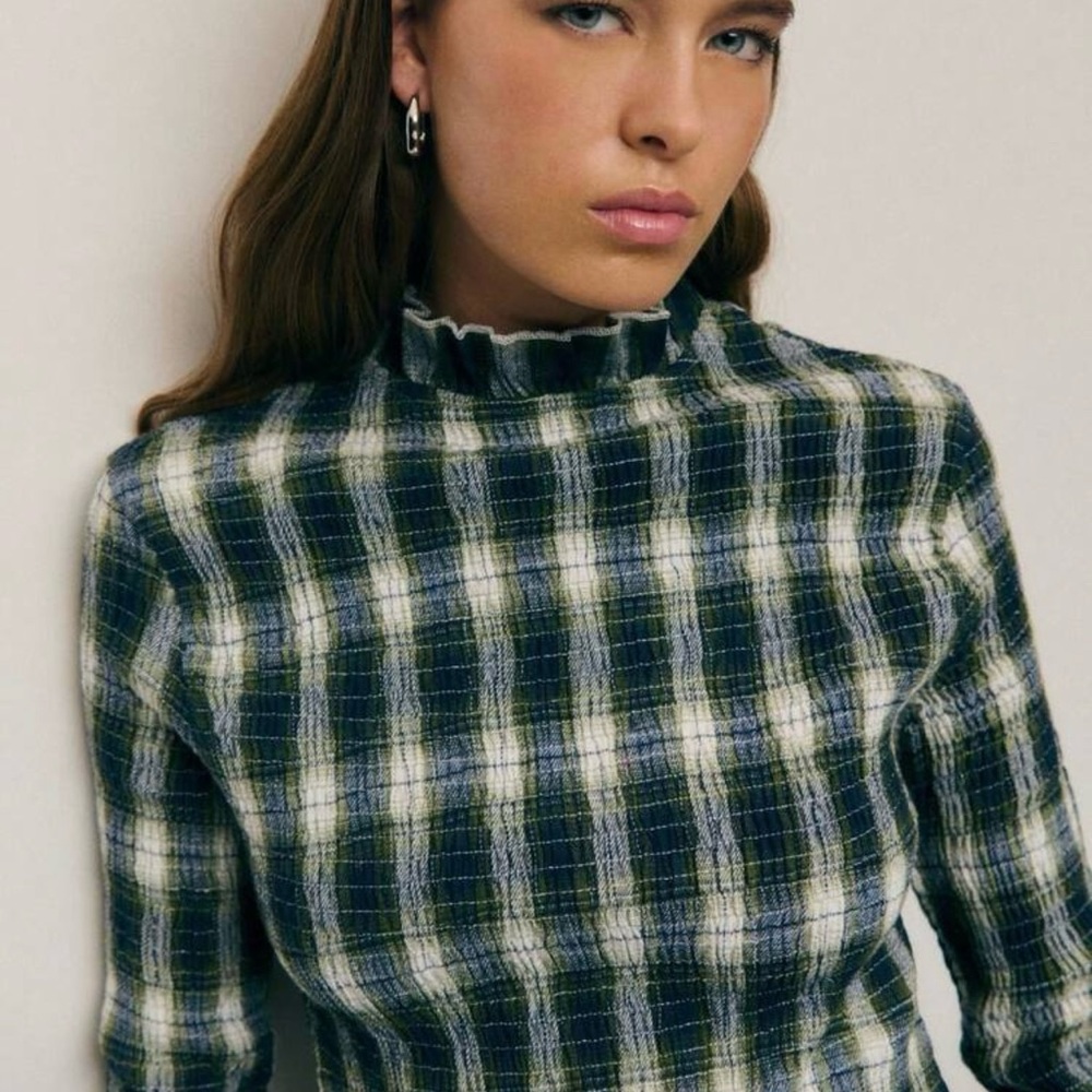Plaid High Neck Top